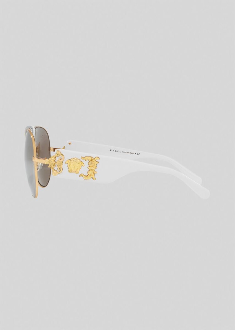 Versace Rock Icon Gold γυαλια ηλιου ανδρικα ασπρα | 9XRT6LQ