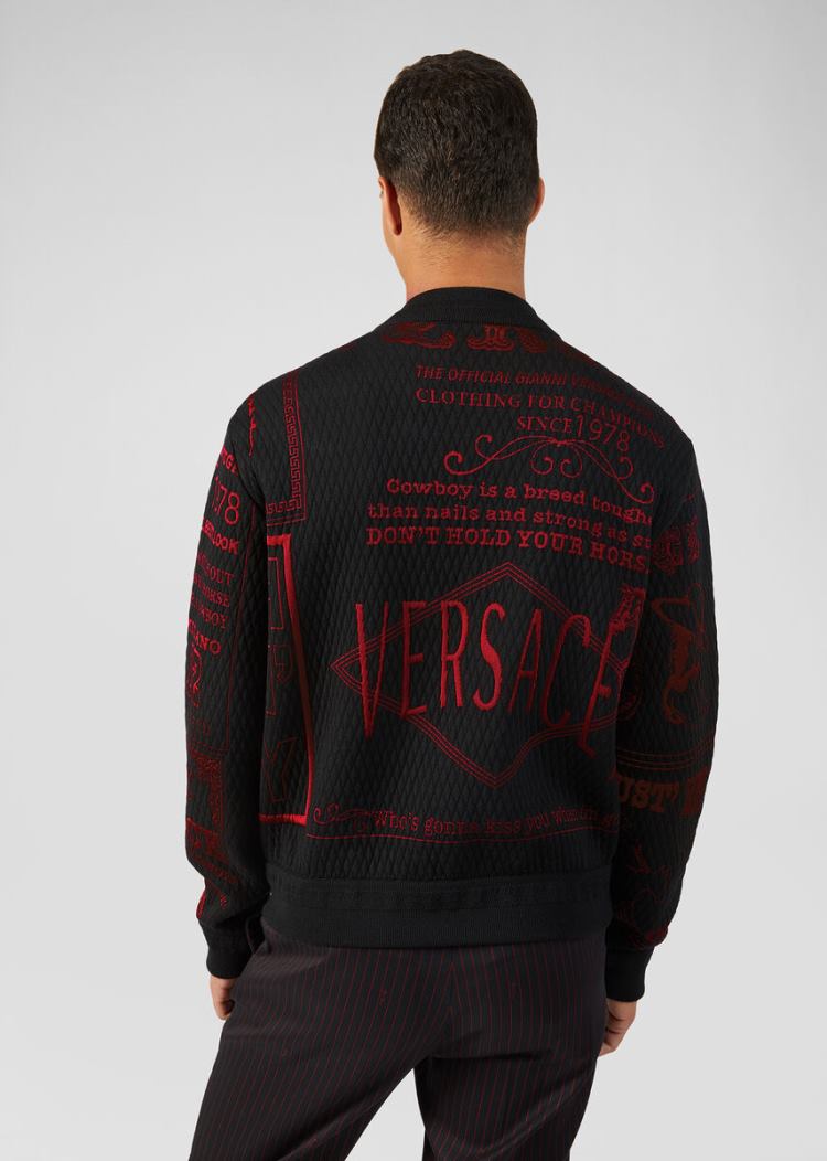 Versace Rodeo Pattern Bomber Jacket μπουφαν ανδρικα μαυρα κοκκινα | Z5YIKCT