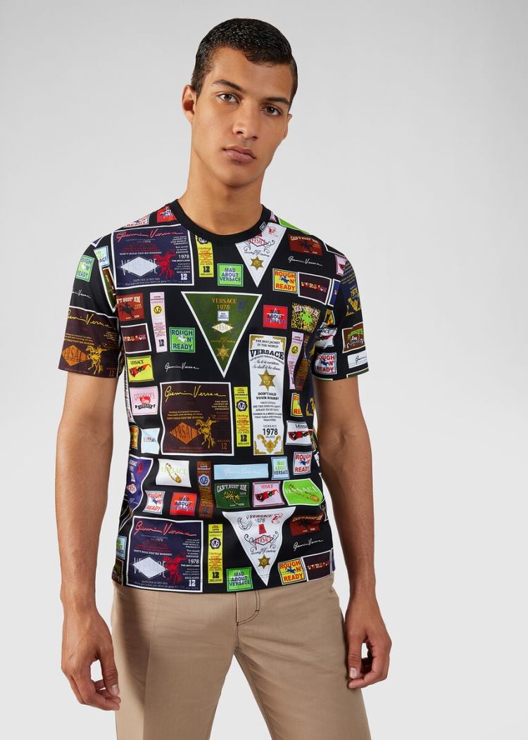 Versace Rodeo Print T Shirt μπλουζακια ανδρικα Πολύχρωμο | L3J2LMW