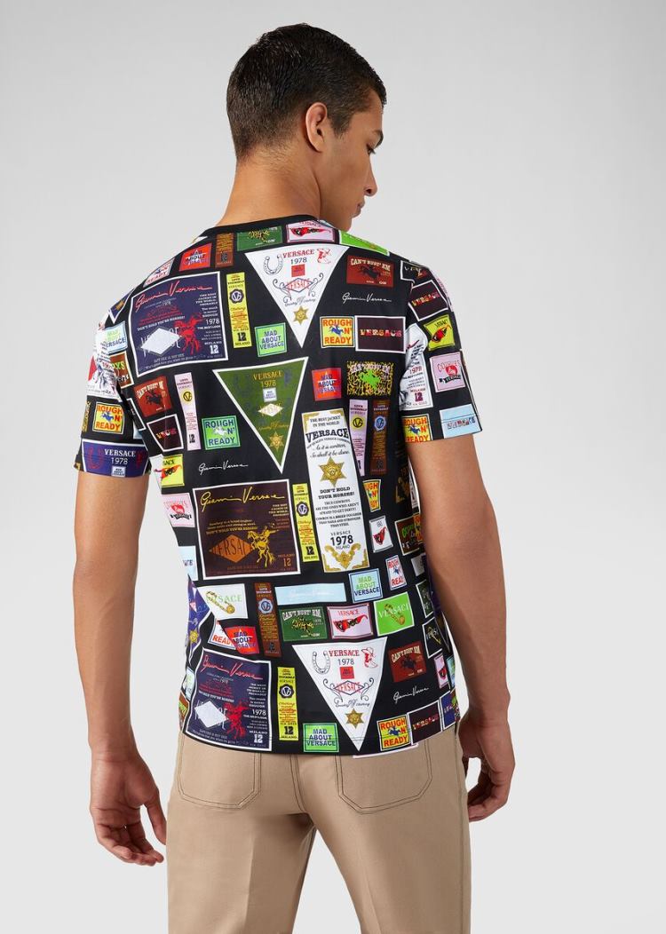 Versace Rodeo Print T Shirt μπλουζακια ανδρικα Πολύχρωμο | L3J2LMW