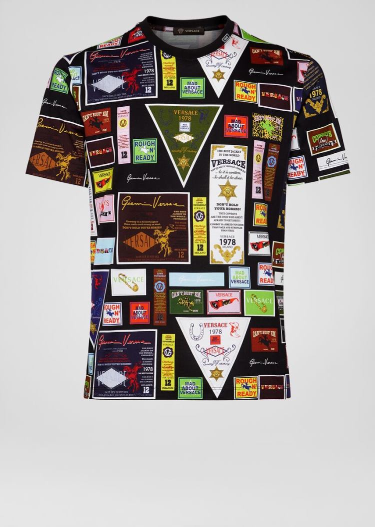 Versace Rodeo Print T Shirt μπλουζακια ανδρικα Πολύχρωμο | L3J2LMW