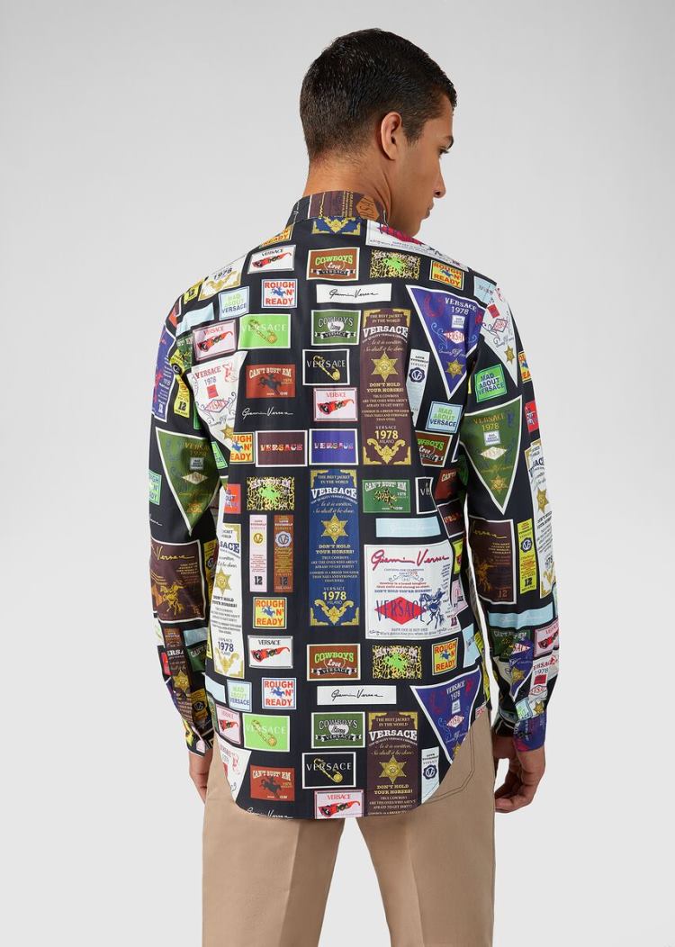 Versace Rodeo Print βαμβακερα Shirt πουκαμισα ανδρικα Πολύχρωμο | P9MJ7PQ