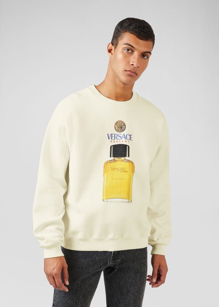 Versace Scents Motif Sweatshirt Φούτερ ανδρικα ασπρα | E2RS6H2