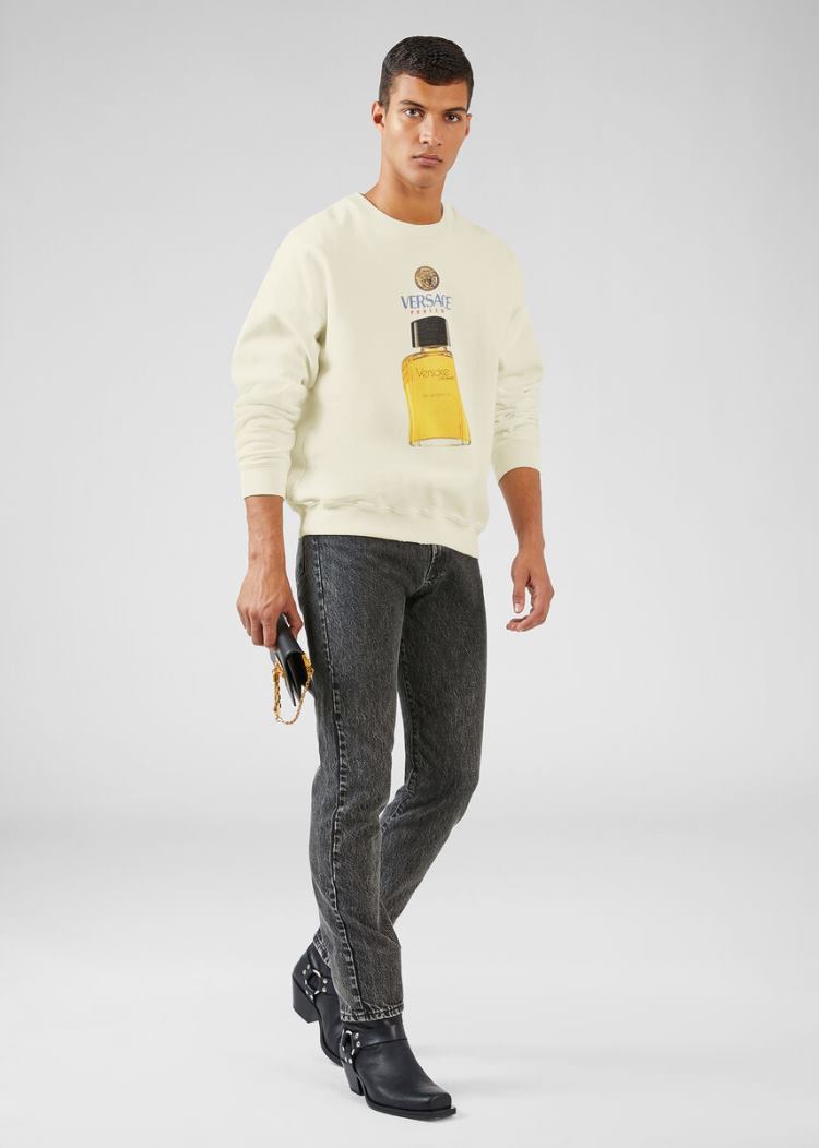 Versace Scents Motif Sweatshirt Φούτερ ανδρικα ασπρα | E2RS6H2
