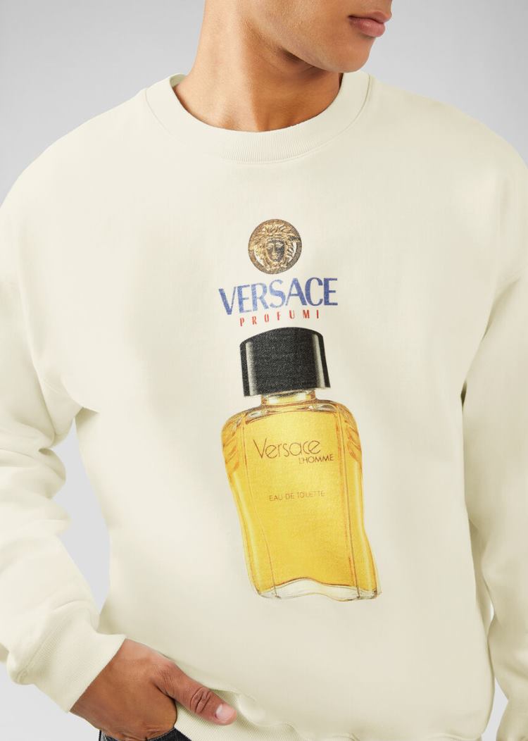 Versace Scents Motif Sweatshirt Φούτερ ανδρικα ασπρα | E2RS6H2