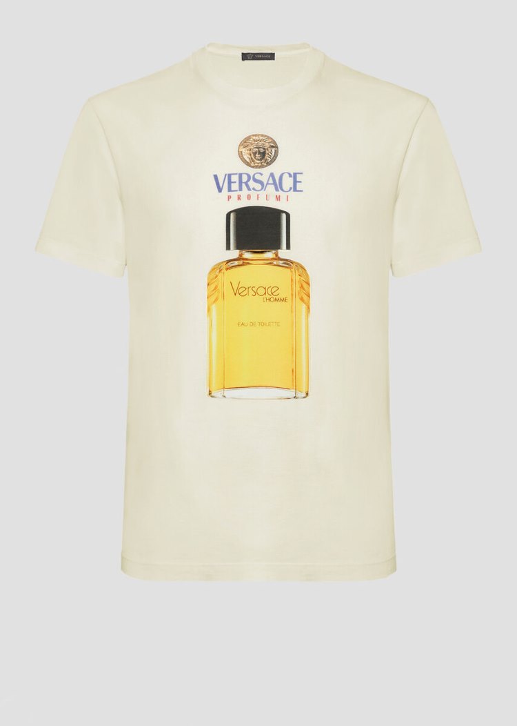 Versace Scents Motif T Shirt μπλουζακια ανδρικα ασπρα | 9ACUCNJ