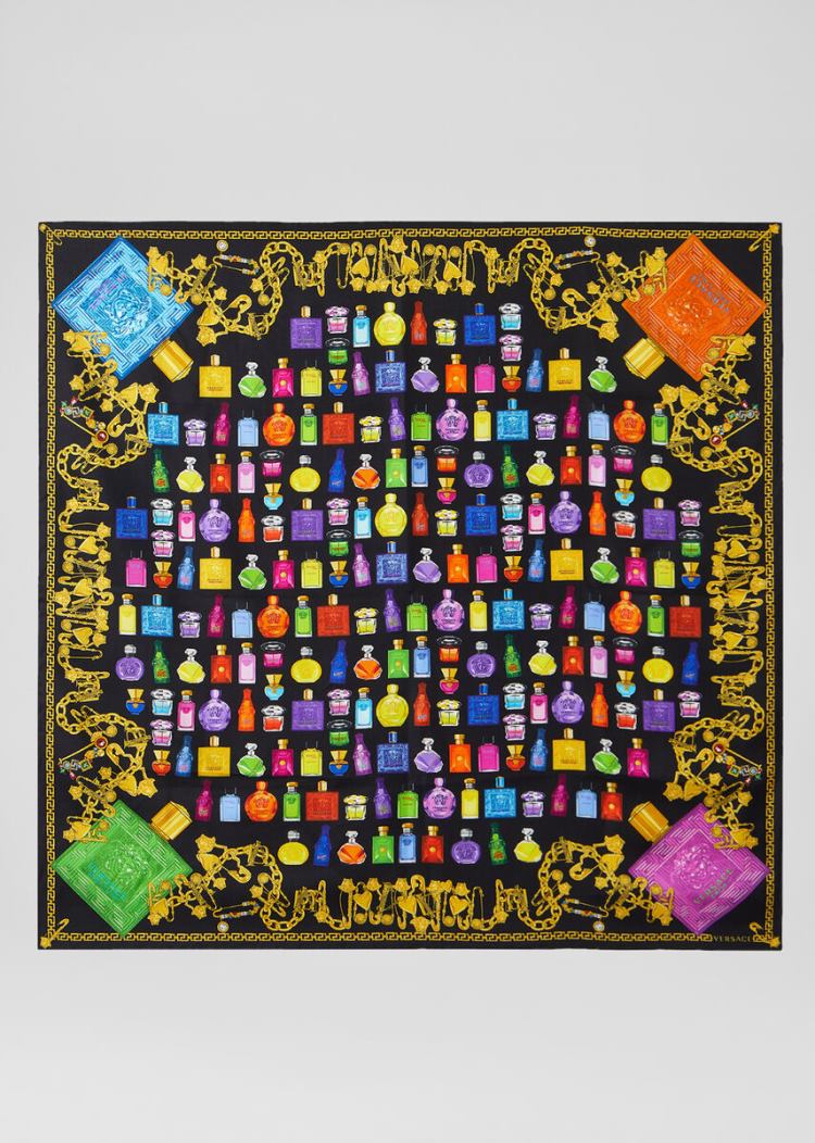 Versace Scents Print Silk Foulard γυναικεια Πολύχρωμο | OF64WHN