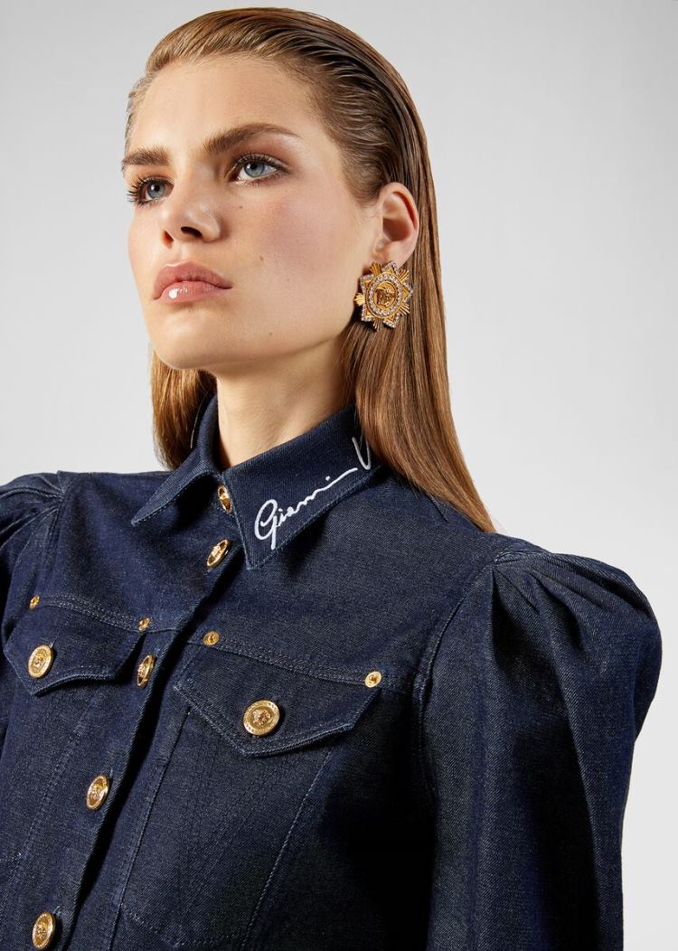 Versace Sculptural Denim φορεμα φορεμα γυναικεια μπλε | YJGYND8