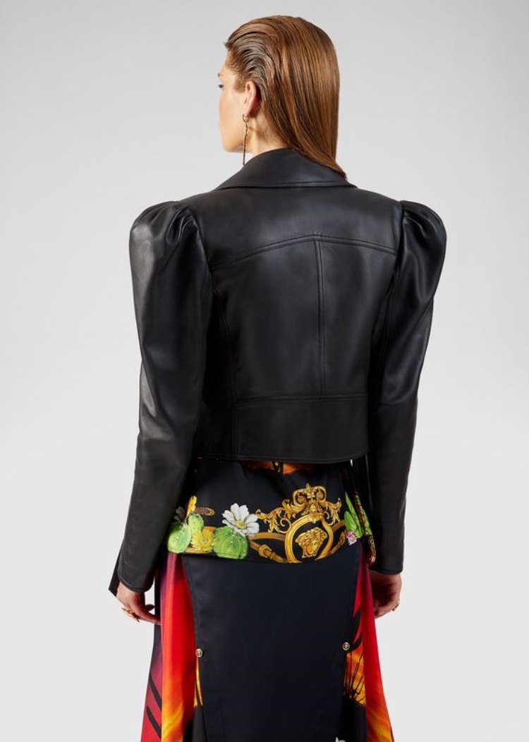 Versace Sculptural Nappa δερματινα Jacket μπουφαν γυναικεια μαυρα | LPWKG7Q