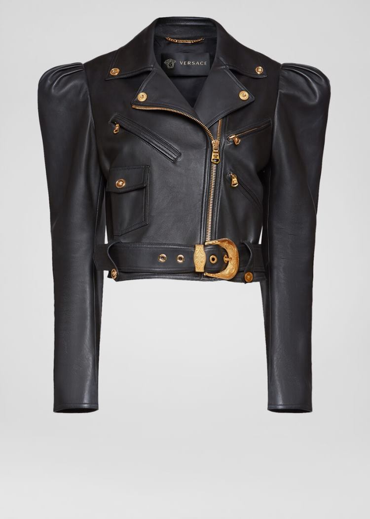 Versace Sculptural Nappa δερματινα Jacket μπουφαν γυναικεια μαυρα | LPWKG7Q