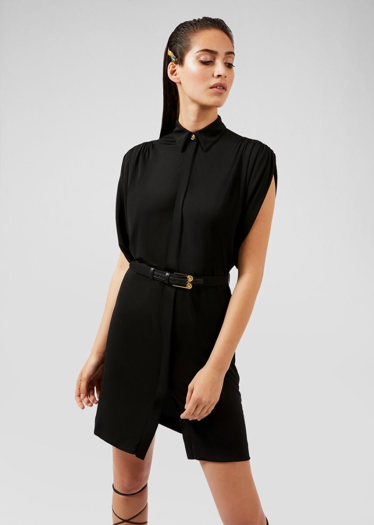 Versace Sculptural Shoulder Crêpe Shirt φορεμα φορεμα γυναικεια μαυρα | R8ULYDL