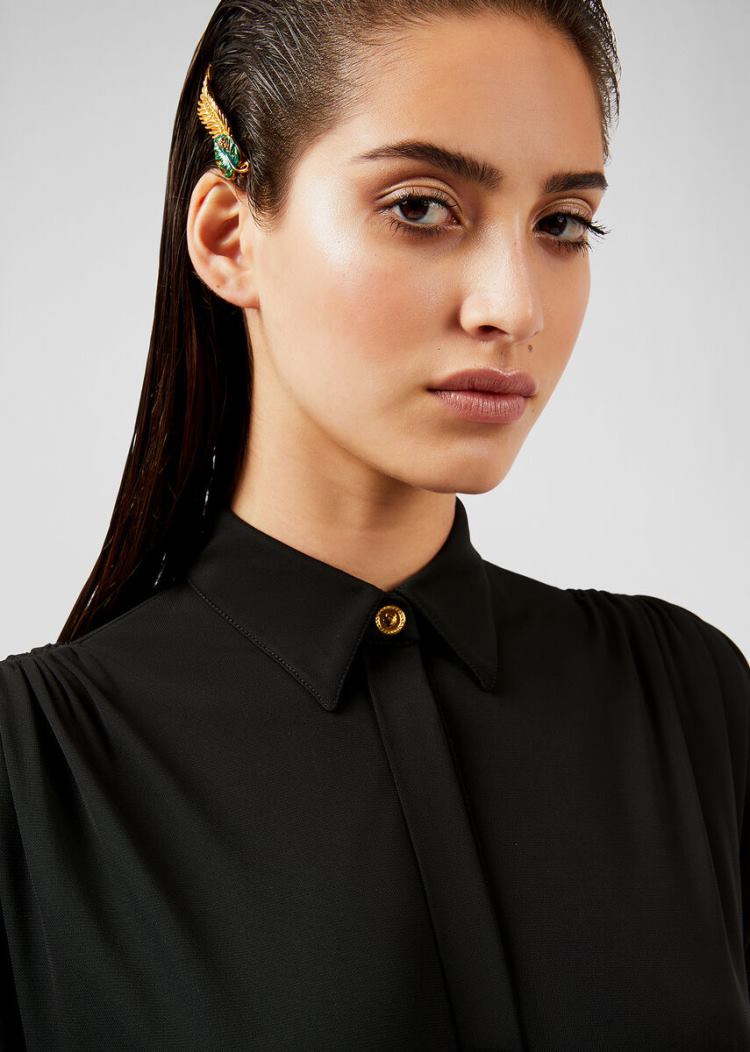 Versace Sculptural Shoulder Crêpe Shirt φορεμα φορεμα γυναικεια μαυρα | R8ULYDL