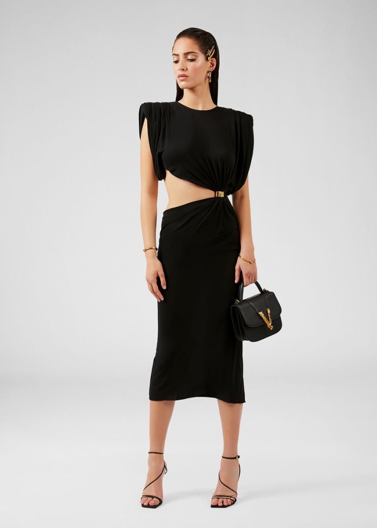 Versace Sculptural Shoulder Cut-Out φορεμα φορεμα γυναικεια μαυρα | 7K1UC31
