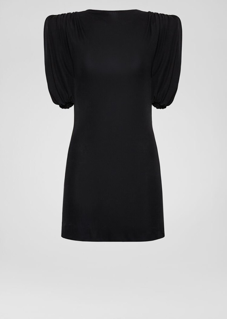 Versace Sculptural Shoulder Long Crêpe Top Αριστος γυναικεια μαυρα | N1HOMAA