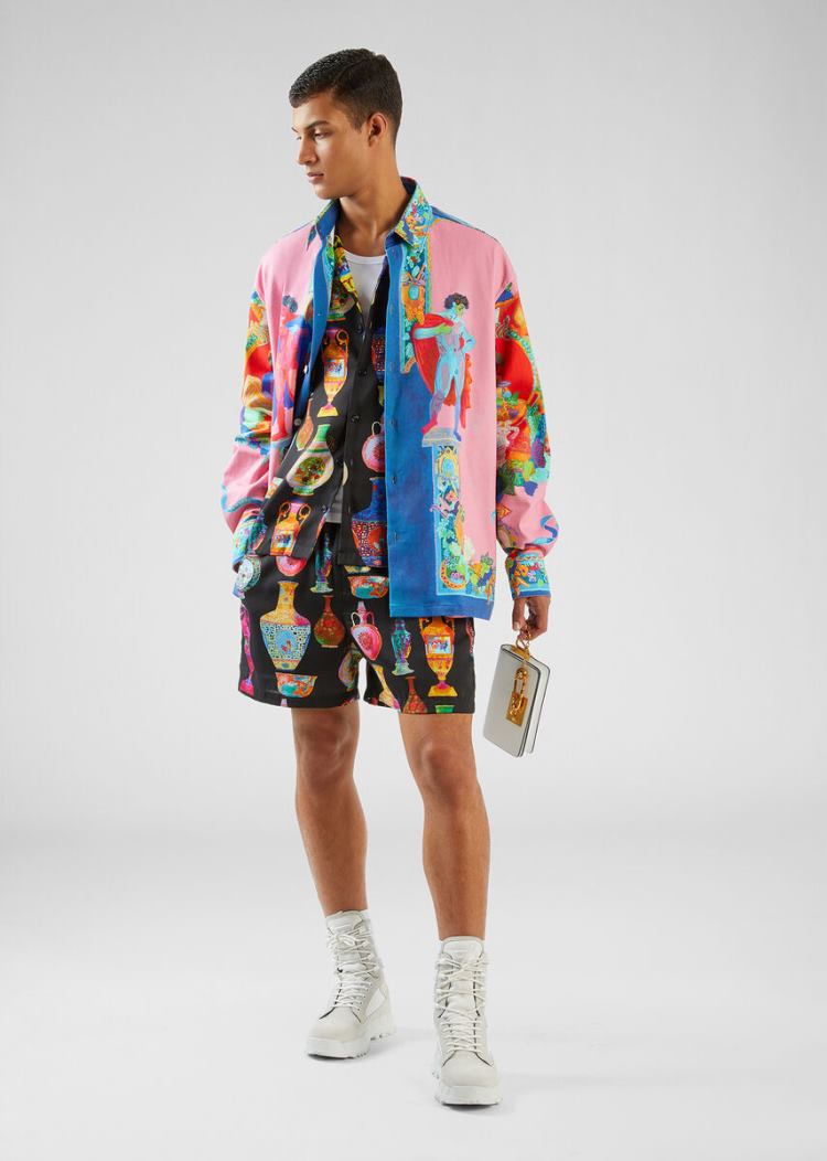 Versace Seven Vessels Print Shirt πουκαμισα ανδρικα Πολύχρωμο | Q4RU3NS