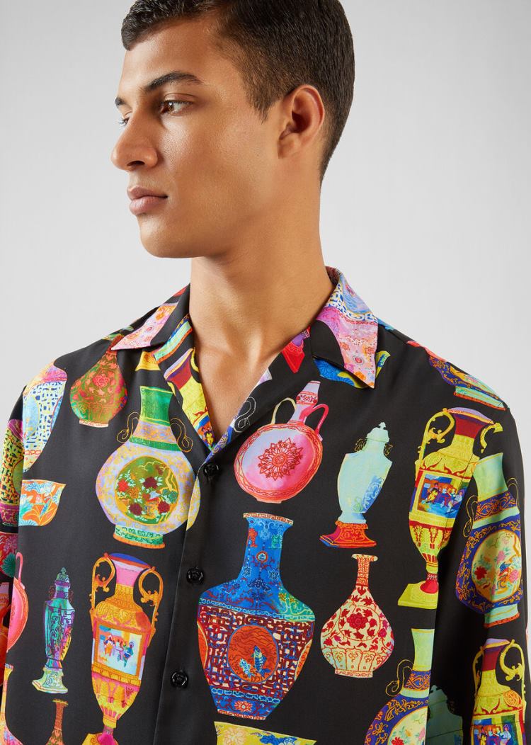 Versace Seven Vessels Print Shirt πουκαμισα ανδρικα Πολύχρωμο | Q4RU3NS