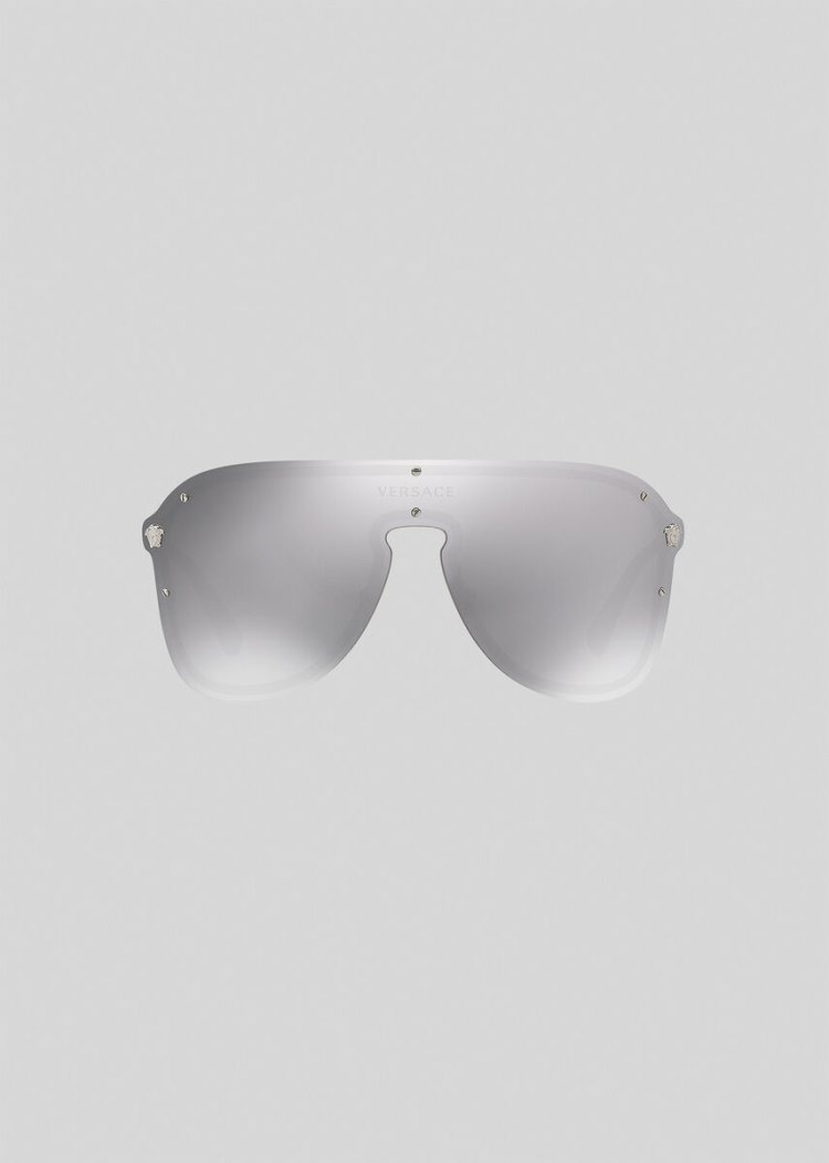 Versace Silver #Frenergy Visor γυαλια ηλιου ανδρικα ασημι | DTAWWIA