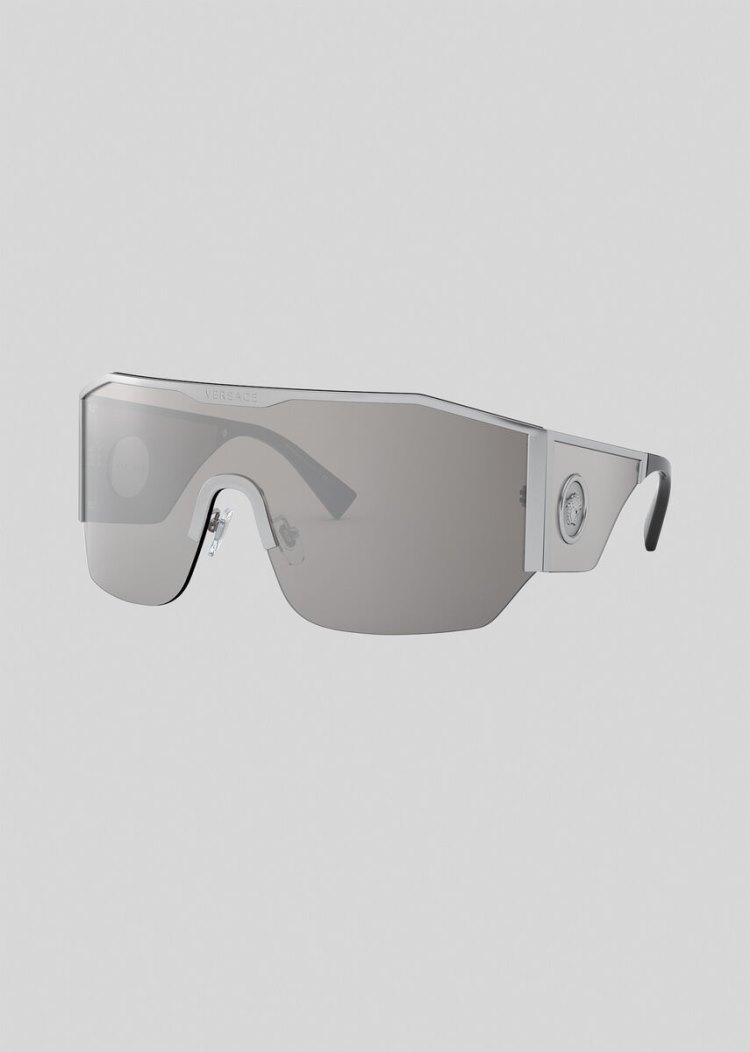 Versace Silver Medusa Halo Shield γυαλια ηλιου γυναικεια ασημι | 4G9PR9E