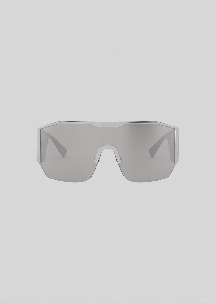 Versace Silver Medusa Halo Shield γυαλια ηλιου ανδρικα ασημι | 7E8208O