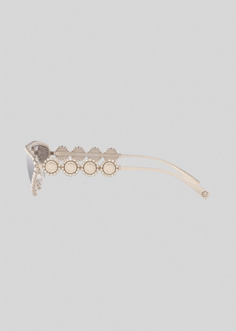 Versace Silver Signature Medusa Crystal γυαλια ηλιου γυναικεια ασημι | 3DXAG8R