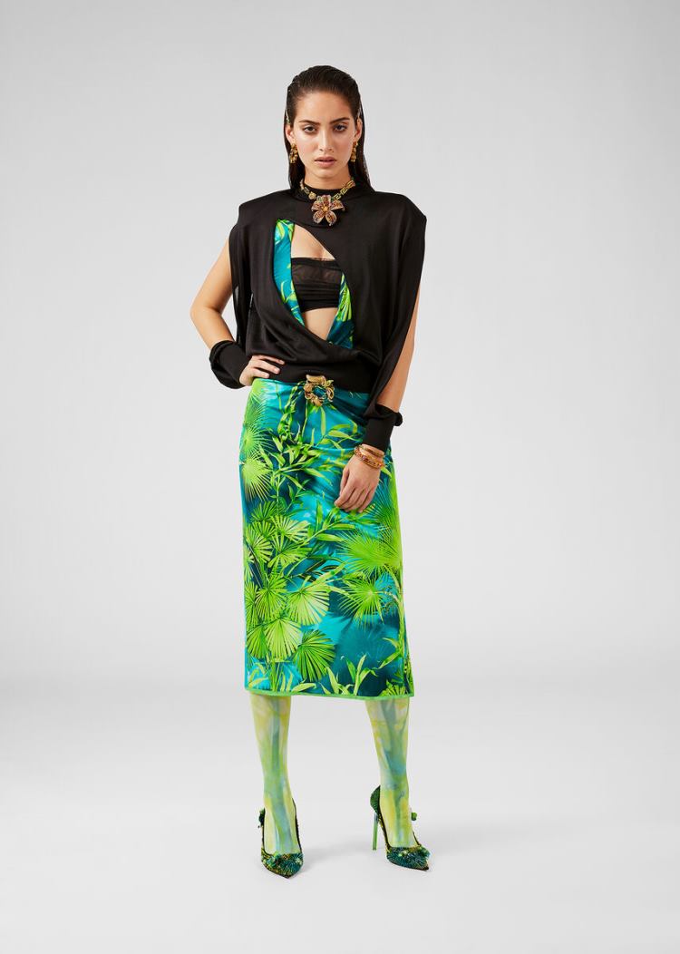 Versace Slashed Silk Blend πουλοβερ Πουλόβερ γυναικεια μαυρα | RTF5JYA