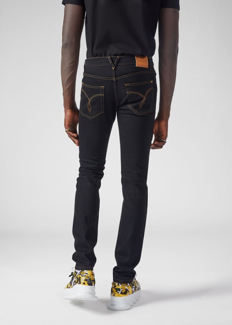Versace Slim Fit Jeans τζιν παντελονι ανδρικα μαυρα | 6QYP2QP