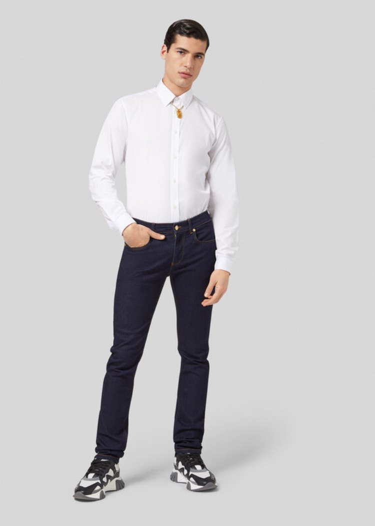 Versace Slim Fit Jeans τζιν παντελονι ανδρικα μπλε | Q08O1HM