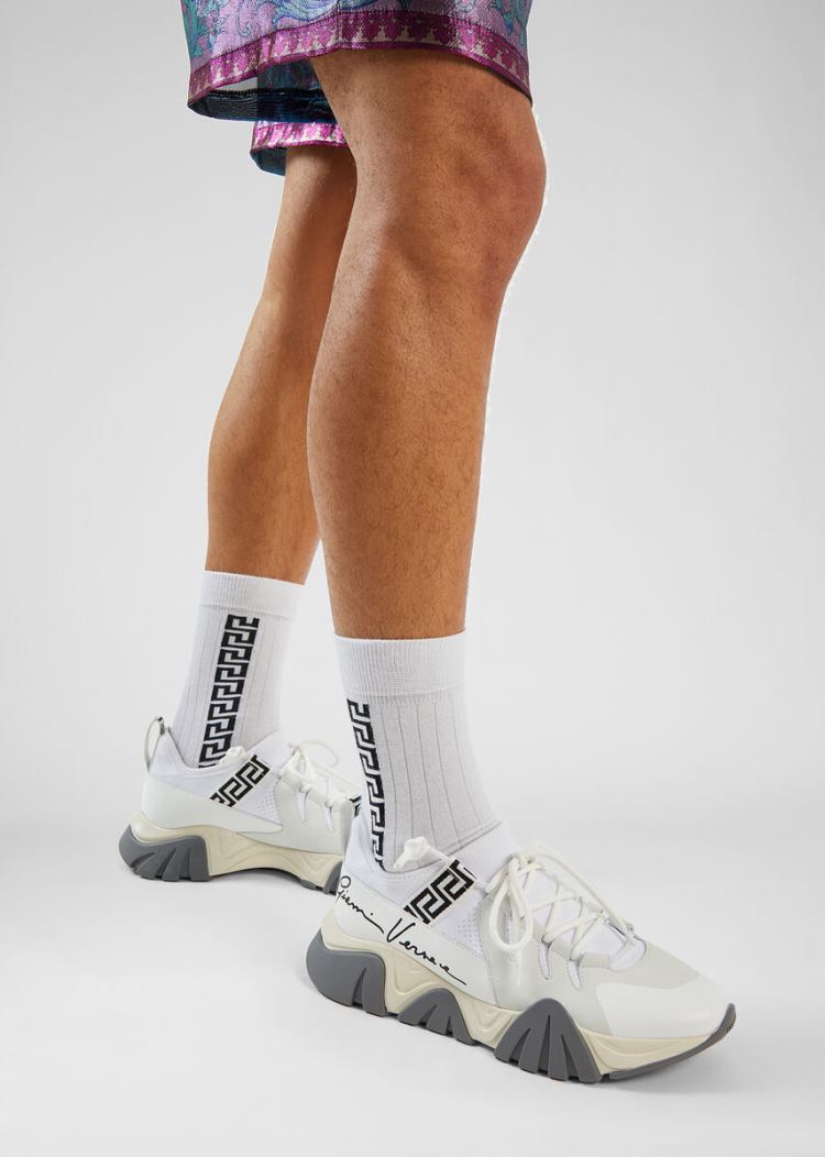 Versace Squalo Knit Trainers αθλητικα ανδρικα ασπρα μαυρα | BBTWL69