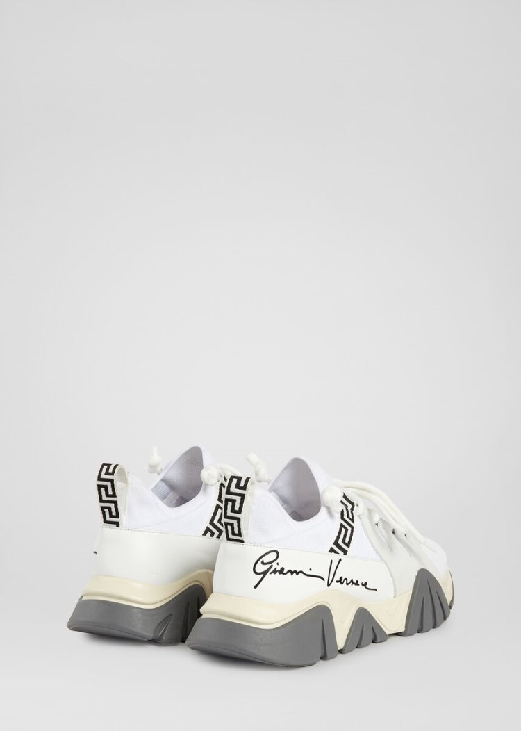Versace Squalo Knit Trainers αθλητικα ανδρικα ασπρα μαυρα | BBTWL69