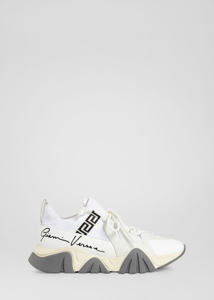 Versace Squalo Knit Trainers αθλητικα ανδρικα ασπρα μαυρα | BBTWL69