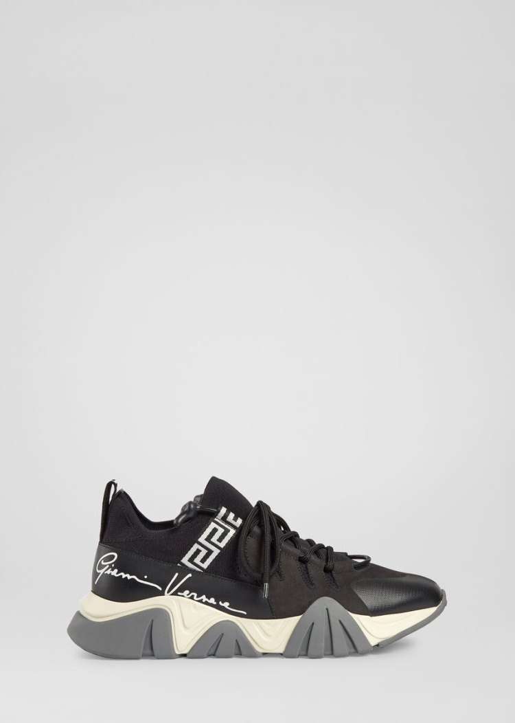 Versace Squalo Knit Trainers αθλητικα ανδρικα μαυρα | QNLA8HW