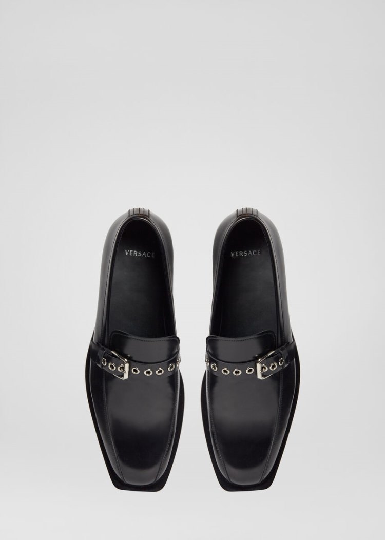 Versace Square toe δερματινα Loafers Loafers ανδρικα μαυρα | UBGVXF9