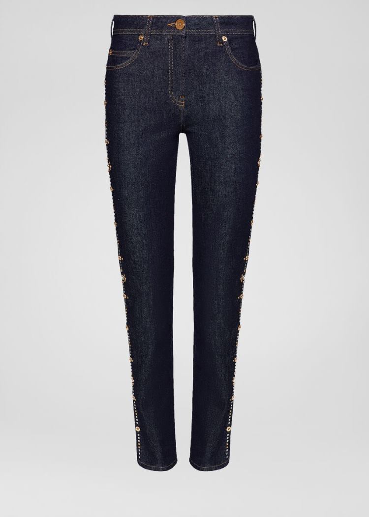 Versace Studded Jeans τζιν παντελονι γυναικεια μπλε | 7K7D5XQ