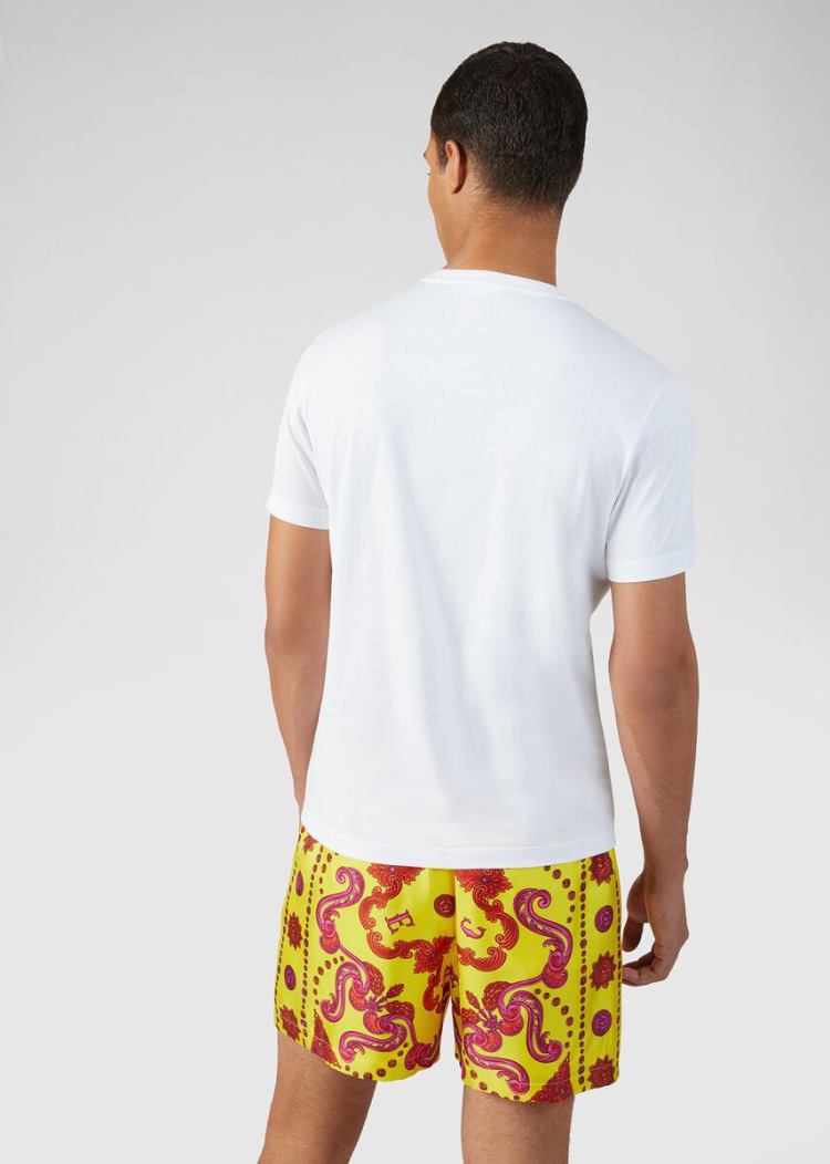 Versace Studded Medusa Western T Shirt μπλουζακια ανδρικα ασπρα χρυσο χρωμα | 99TJBD9