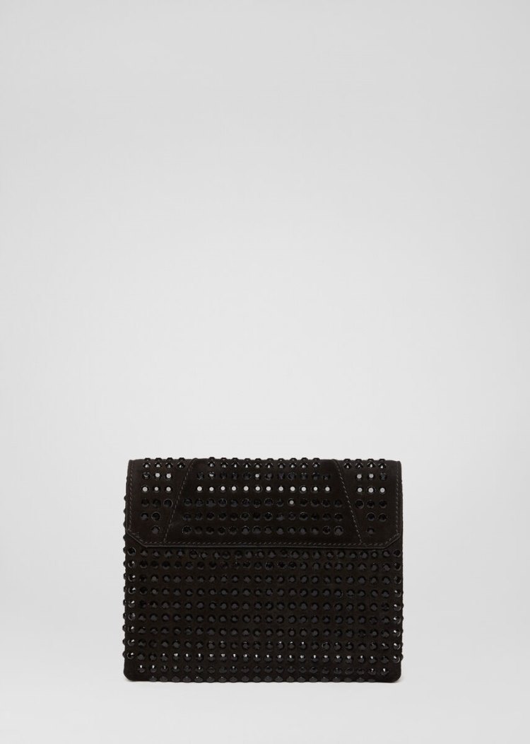 Versace Studded Virtus Clutch Virtus Bag γυναικεια μαυρα | R4R3JQ0