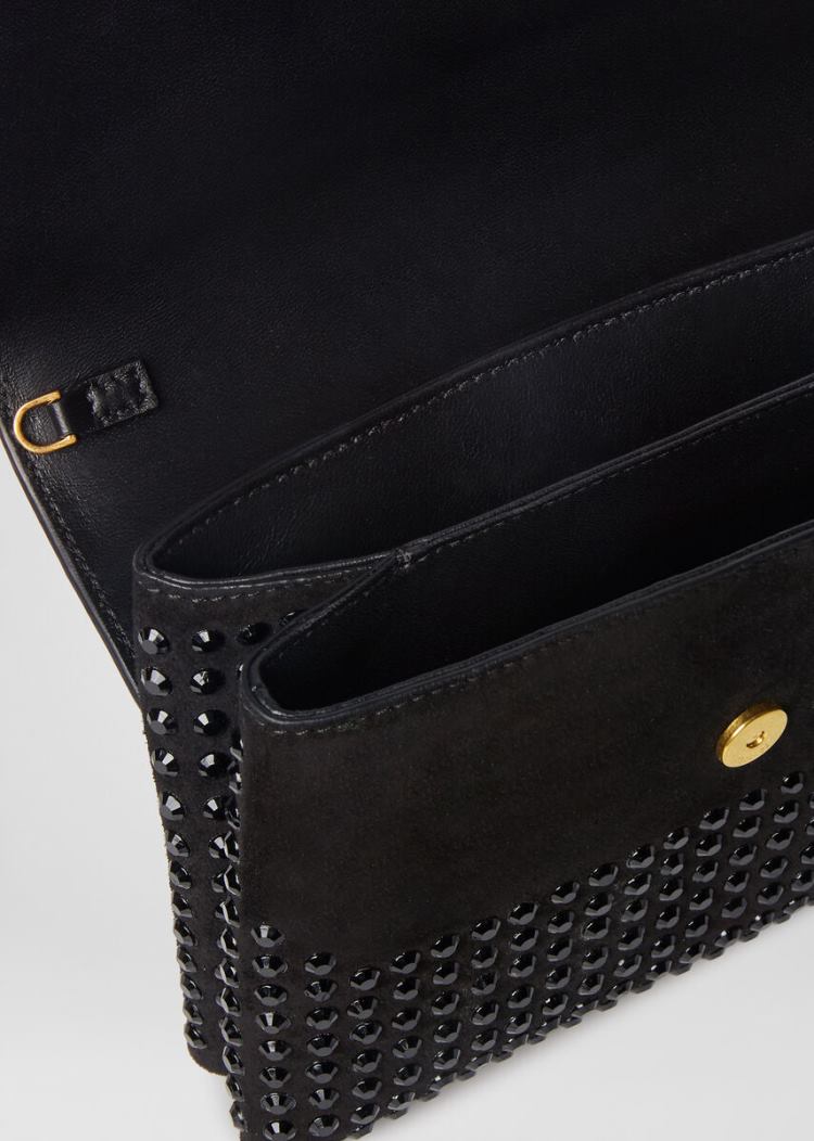 Versace Studded Virtus Clutch Virtus Bag γυναικεια μαυρα | R4R3JQ0