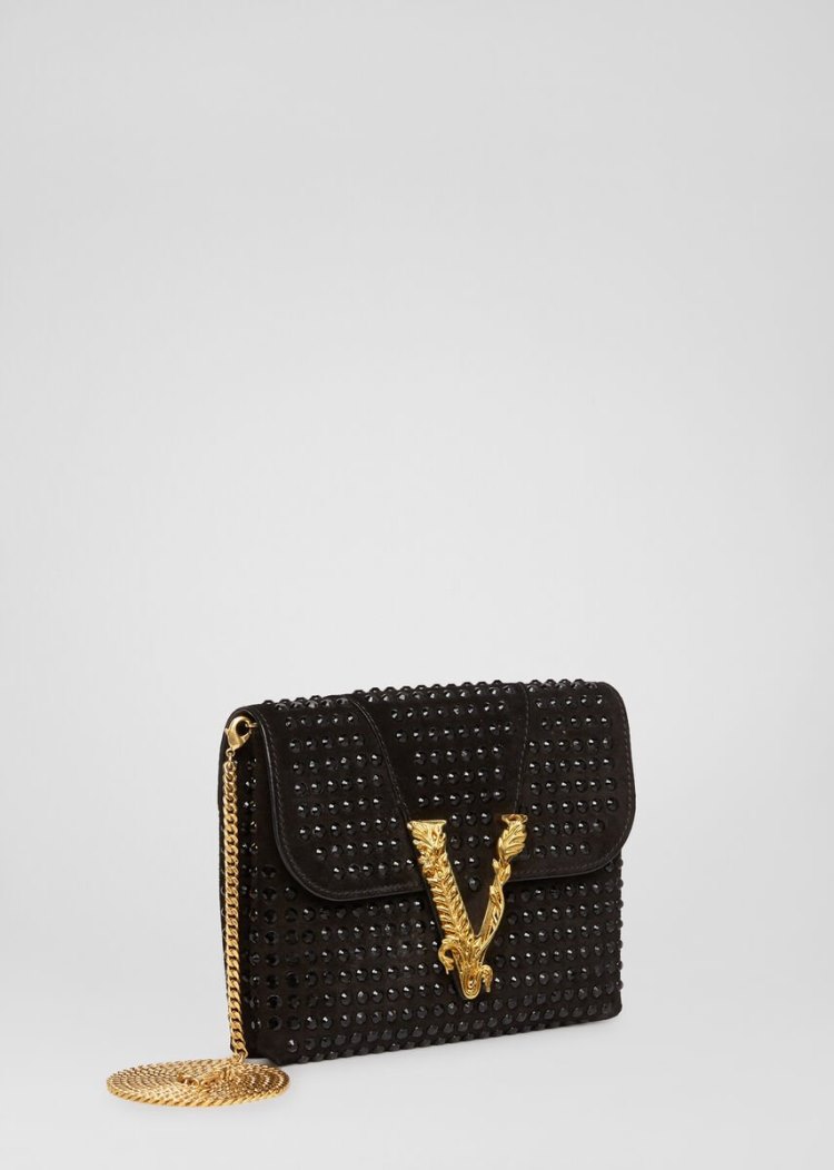 Versace Studded Virtus Clutch τσάντα clutch γυναικεια μαυρα | MI636I3