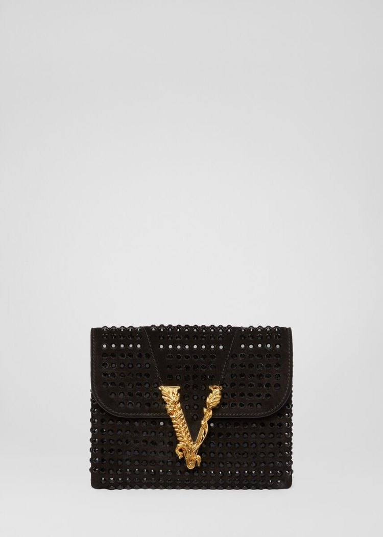 Versace Studded Virtus Clutch τσάντα clutch γυναικεια μαυρα | MI636I3