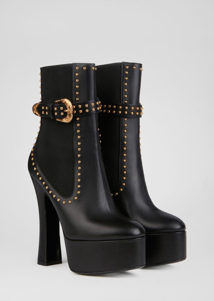 Versace Studded δερματινα Ankle Boots μποτεσ γυναικεια μαυρα | LDPUYOK
