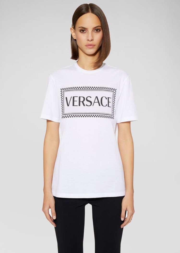 Versace Sustainable 90s Vintage Logo T Shirt μπλουζακια γυναικεια ασπρα μαυρα | 2ECZO90