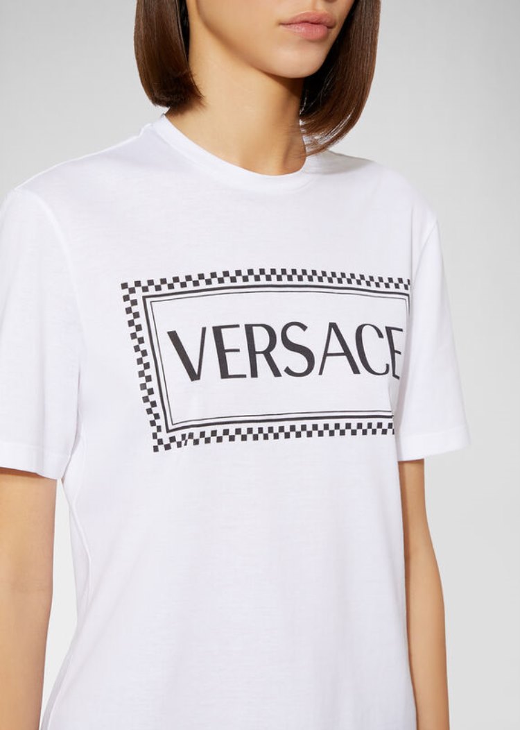 Versace Sustainable 90s Vintage Logo T Shirt μπλουζακια γυναικεια ασπρα μαυρα | 2ECZO90