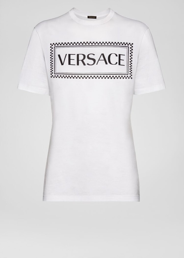 Versace Sustainable 90s Vintage Logo T Shirt μπλουζακια γυναικεια ασπρα μαυρα | 2ECZO90