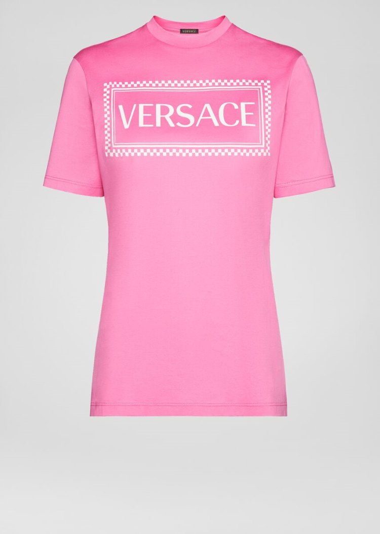 Versace Sustainable 90s Vintage Logo T Shirt μπλουζακια γυναικεια ροζ | PYW2S5A
