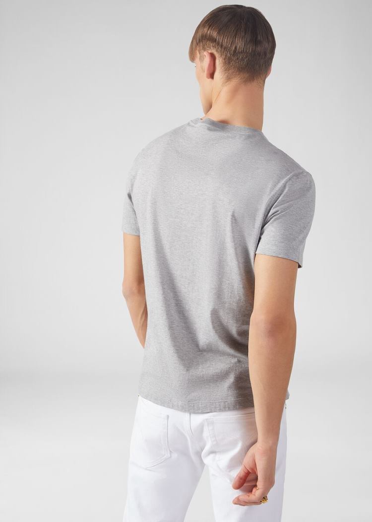 Versace Sustainable Logo Slim Fit T Shirt μπλουζακια ανδρικα γκρι | 1Z6C3OT
