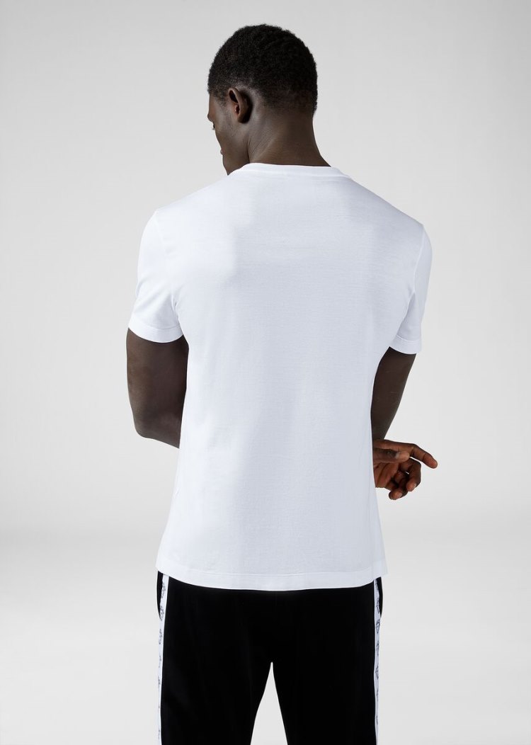 Versace Sustainable Logo Slim Fit T Shirt μπλουζακια ανδρικα ασπρα | 7BPMROZ