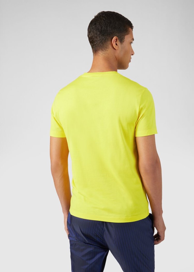 Versace Sustainable Logo Slim Fit T Shirt μπλουζακια ανδρικα κίτρινα | EVWDGPT