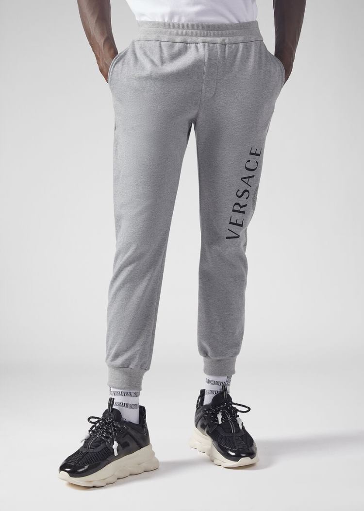 Versace Sustainable Logo Trackpants παντελόνι ανδρικα γκρι | H5TRUQH