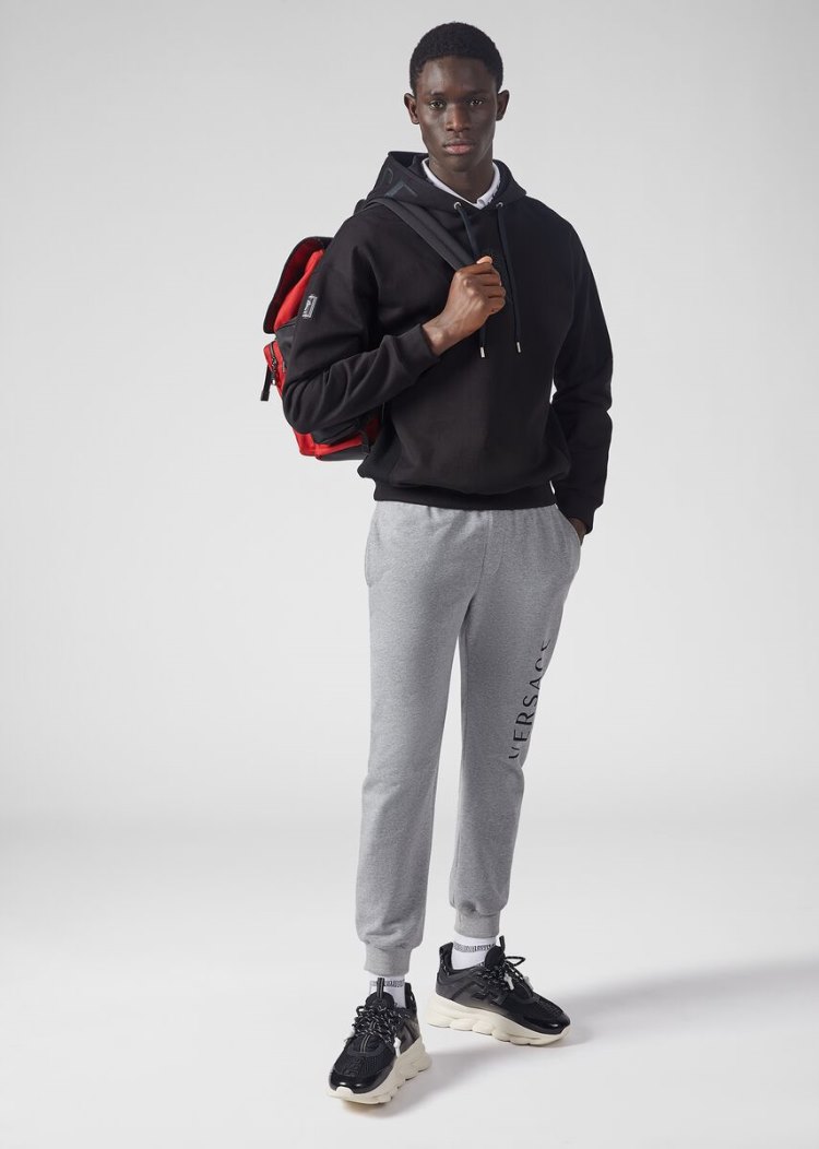 Versace Sustainable Logo Trackpants παντελόνι ανδρικα γκρι | H5TRUQH