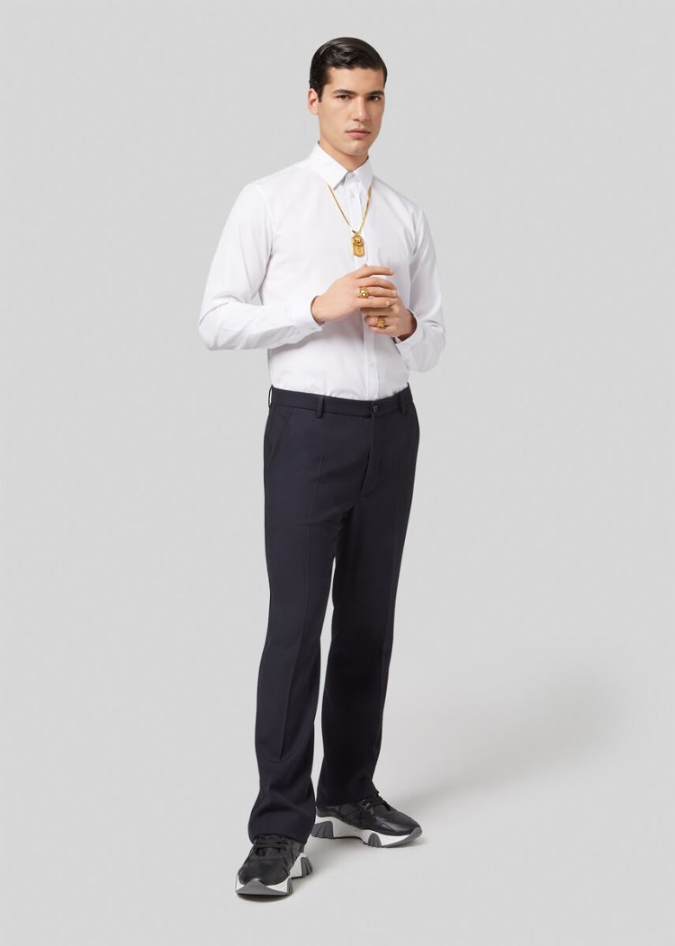 Versace Tailored Wool Trousers παντελόνι ανδρικα μπλε | 4X42860