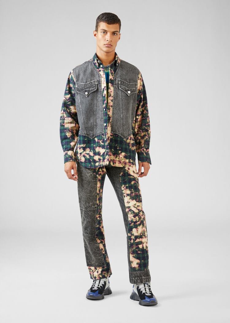 Versace Tartan Motif Denim Shirt πουκαμισα ανδρικα Πολύχρωμο | 24PI9NN
